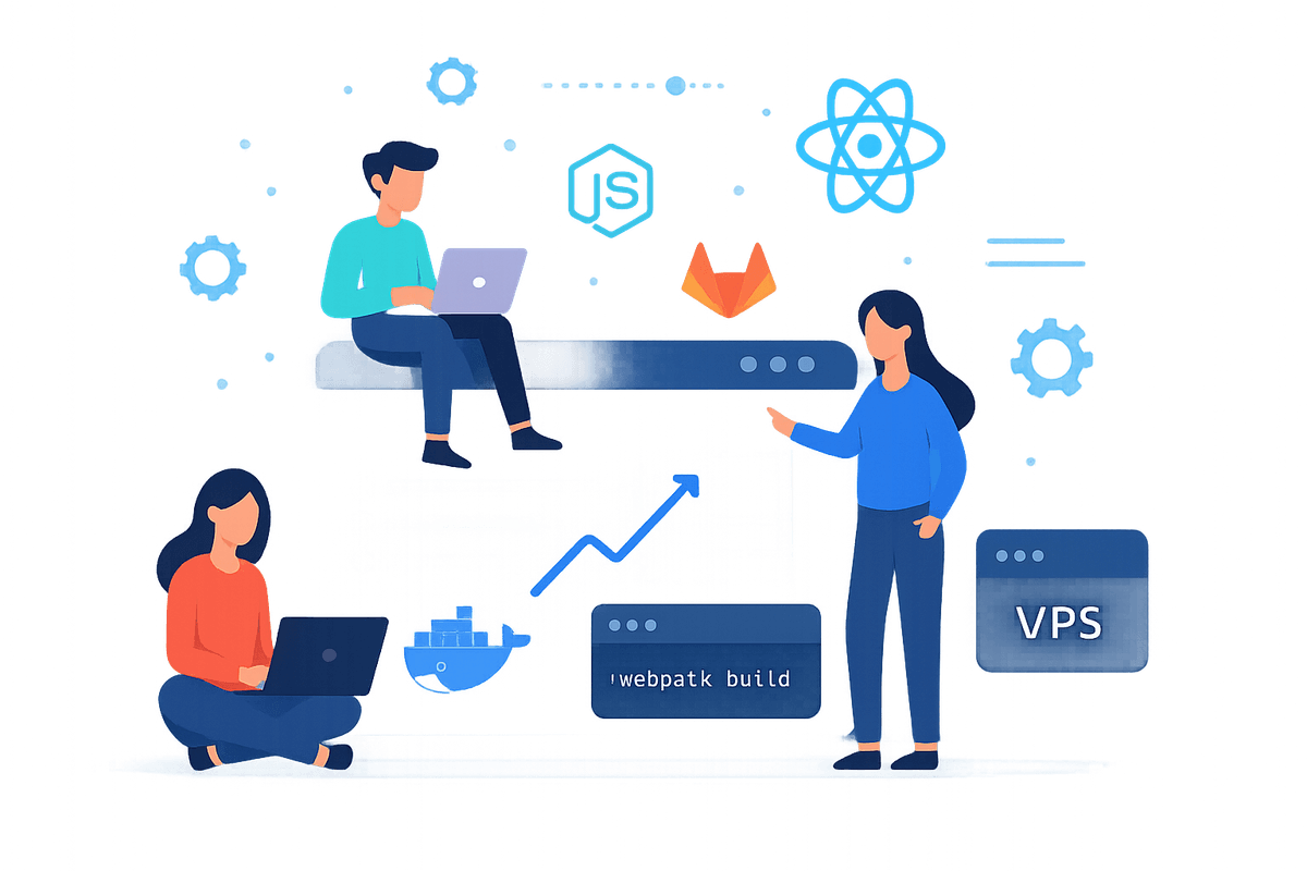 Illustration of developers collaborating on a Bridgit Labs web project